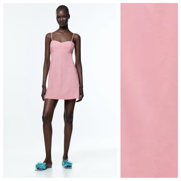 Zara Dresses & Skirts - NWT. Zara Pink Linen Blend Mini Dress. Size S, L.